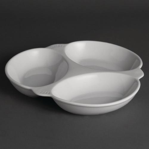 Olympia Whiteware Vegetable Dish 3 Section White - 250x250mm (Box 6)