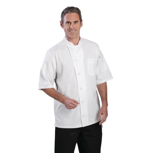 Chef Works Ventilated Coat Short Sleeve White with Grey Panels - Size L