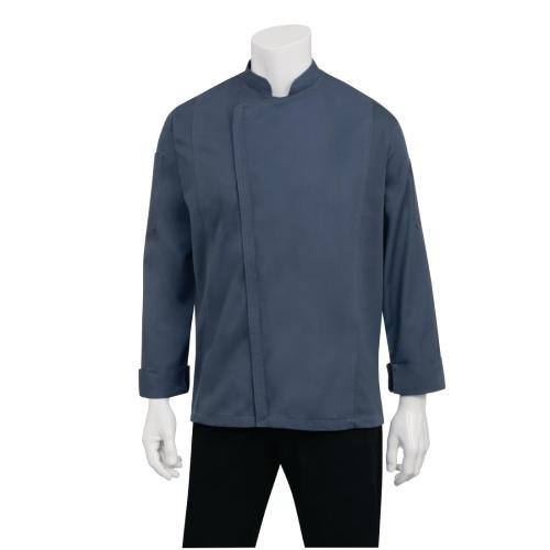 Chef Works Hartford Lightweight L/S Zipper Coat Blue - Size L (B2B)